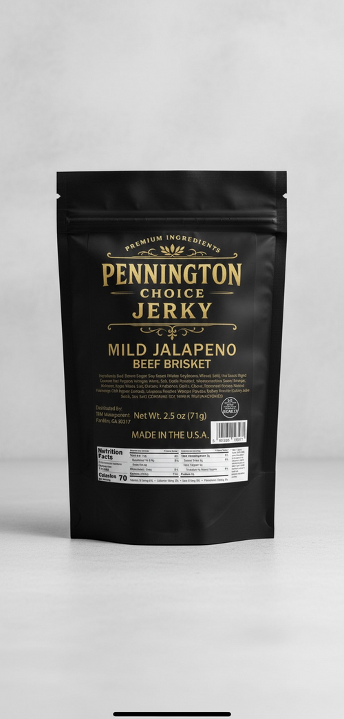 Pennington Choice Mild Jalapeño beef brisket jerky package